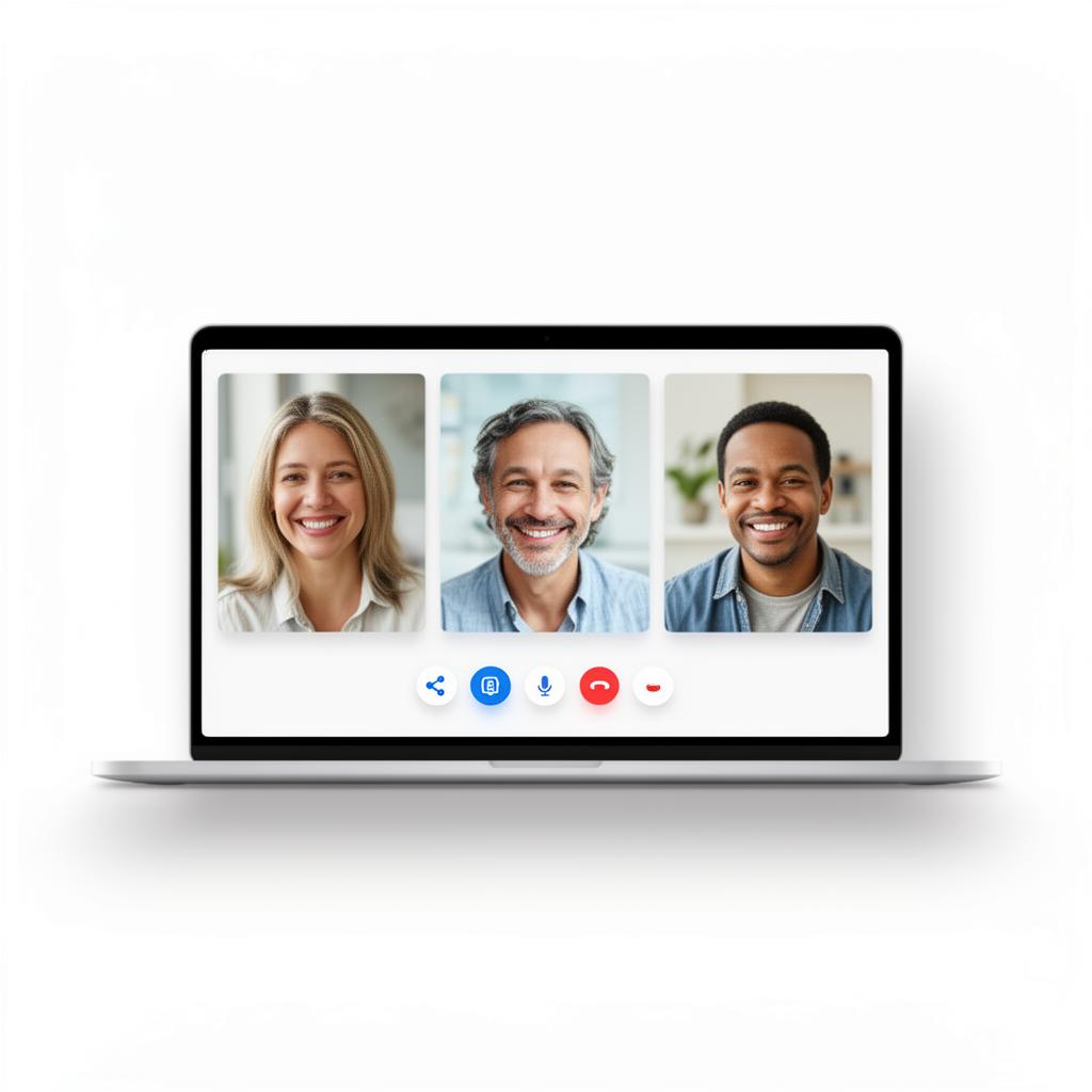 Multi-participant video call with screen share controls