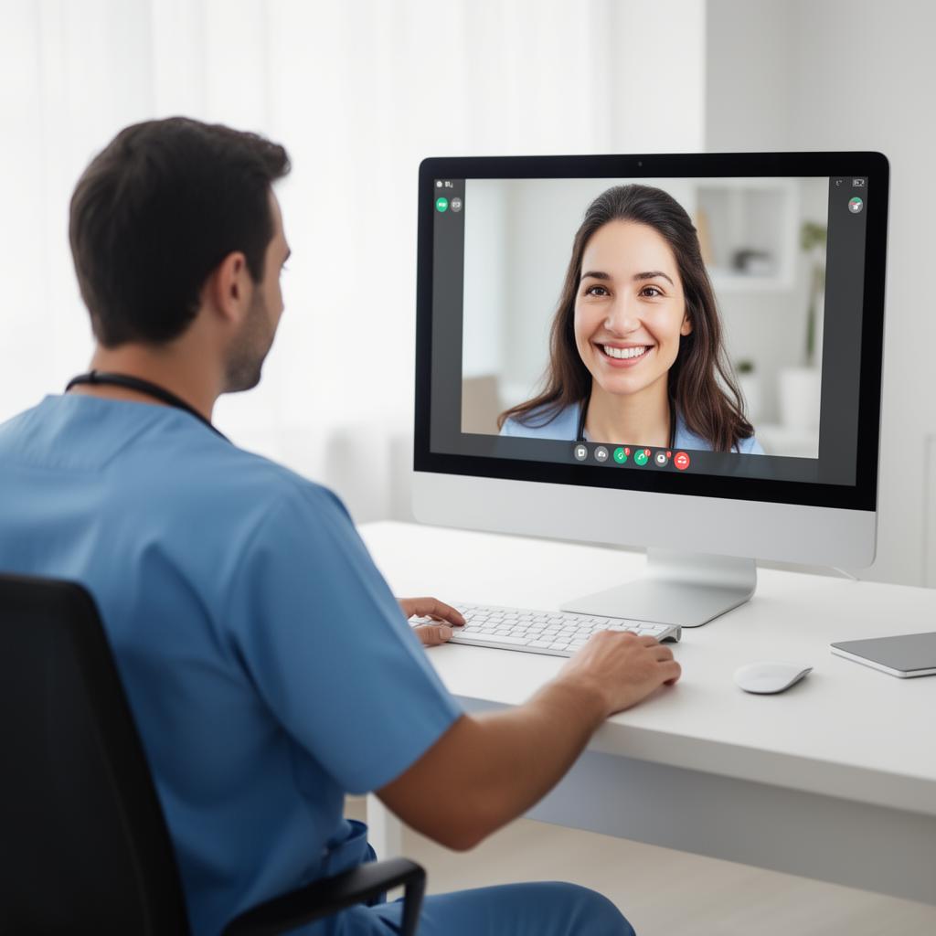 Clinician on an HD video consultation with a patient